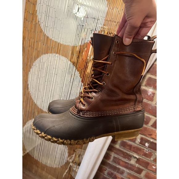 L.L. Bean Women’s Duck Boots Brown Leather tan  7 - Picture 3 of 7